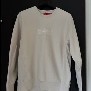 Supreme Cream Crewneck with Tonal Box Logo Patch